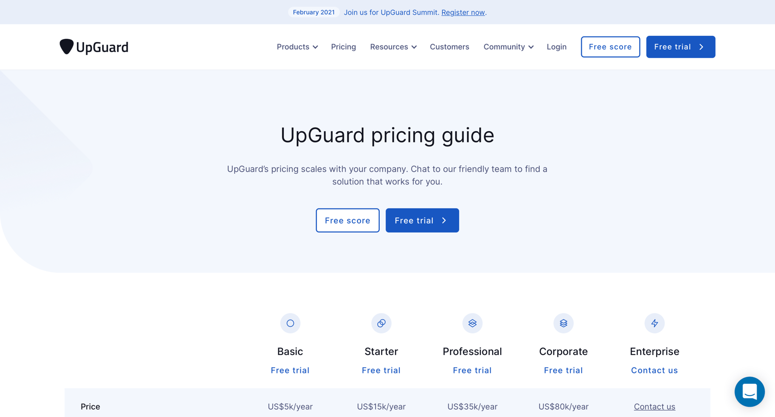 Upguard - UpGuard. Pricing | UpGuard screen