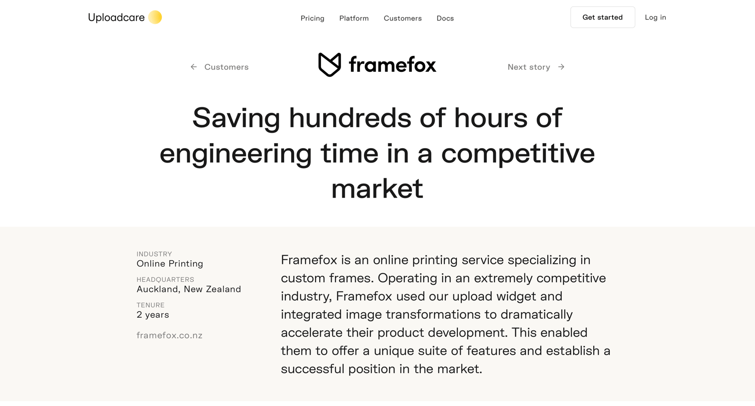 Uploadcare - Framefox. Saving hundreds of hours of engineering time in a competitive market | Uploadcare screen