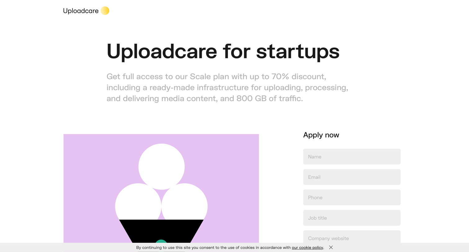 Uploadcare - Uploadcare for startups | Uploadcare screen