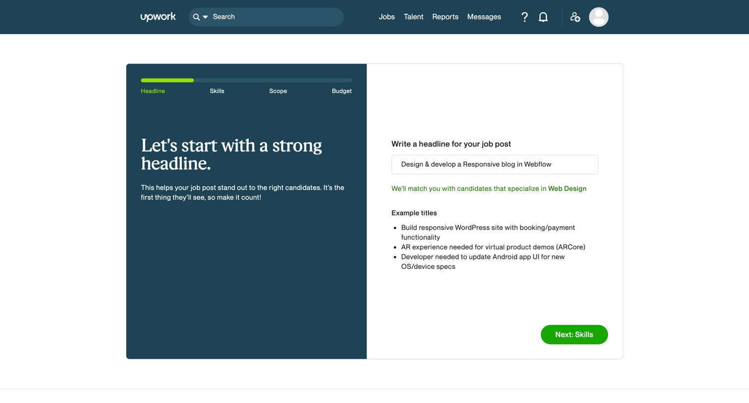 Upwork - Headline - Upwork screen
