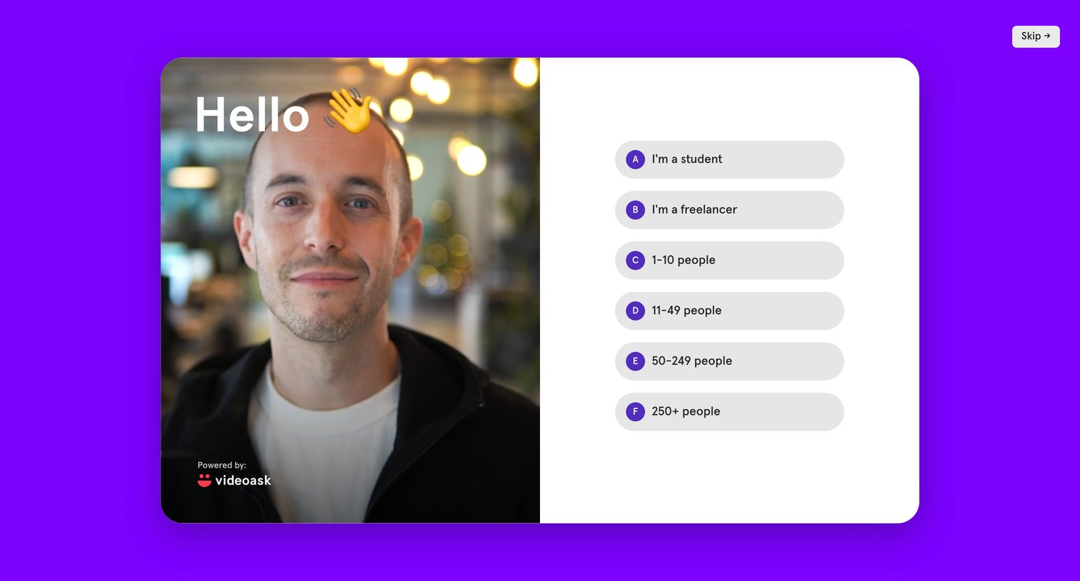 Videoask - Onboarding screen