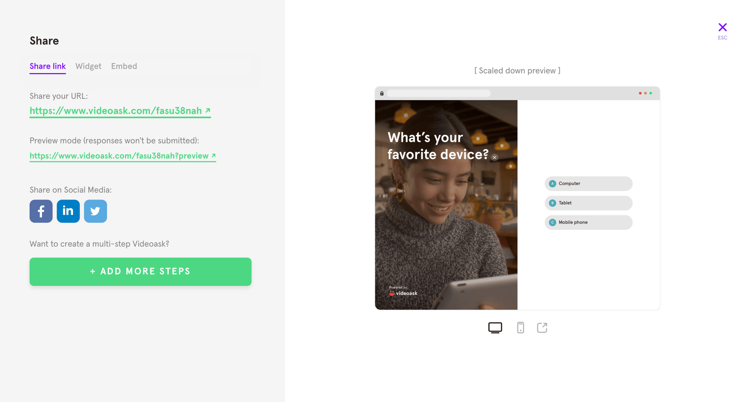 Share video from Videoask