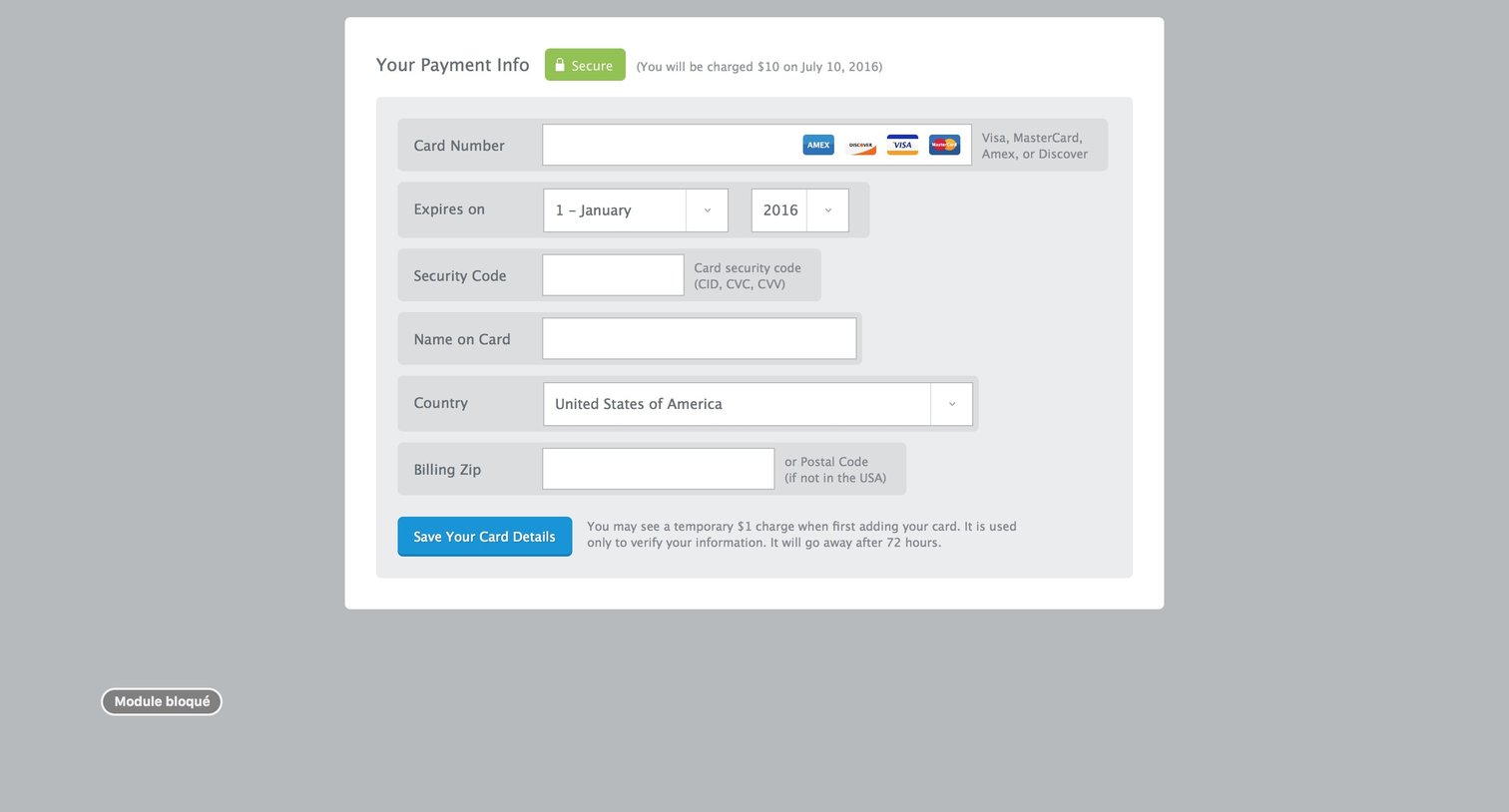 Virb - Checkout screen