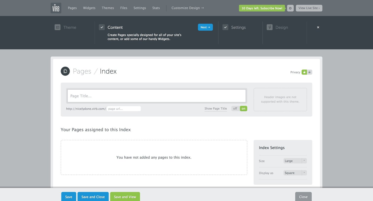 Virb - Create screen