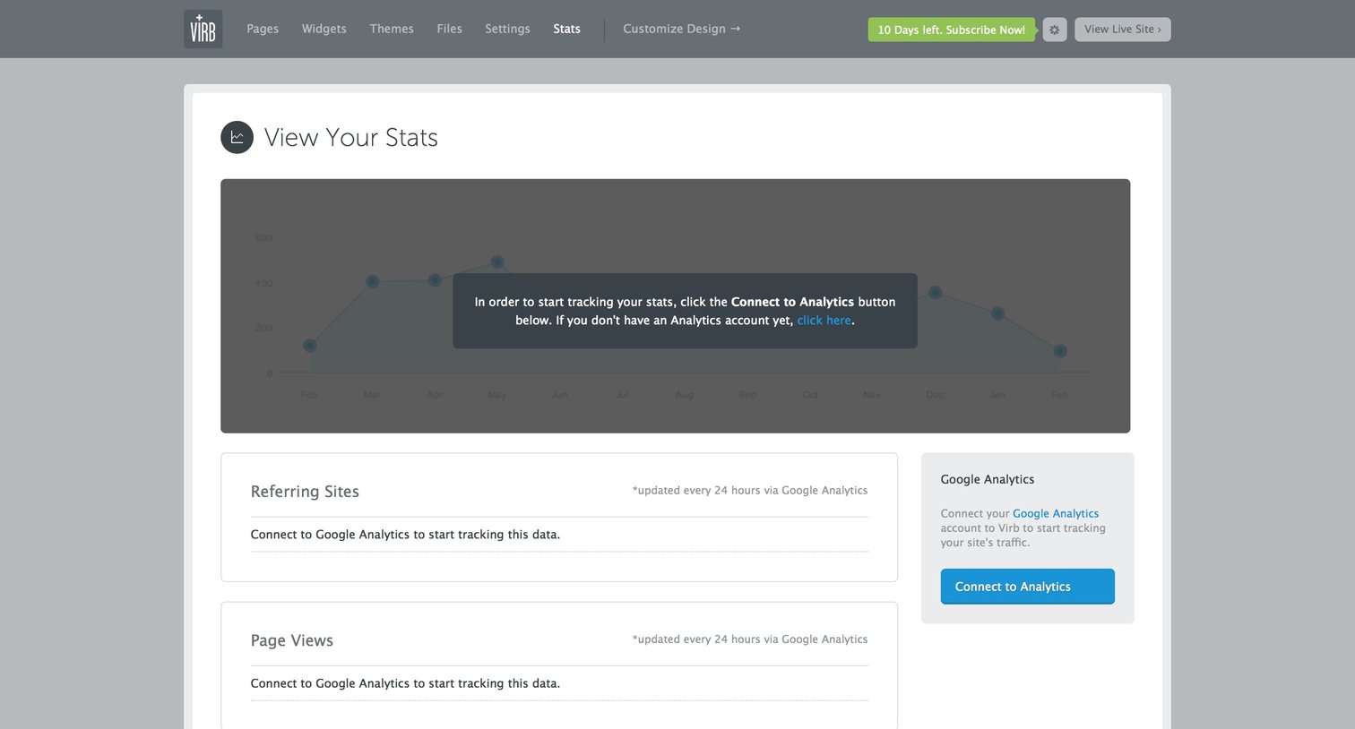 Virb - Dashboard screen