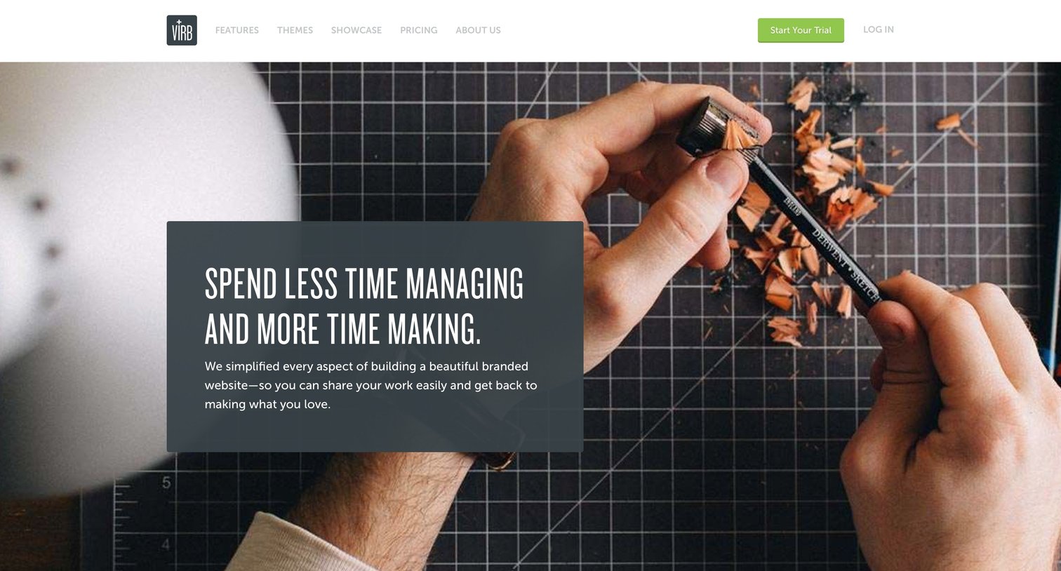 Virb - Landing page screen