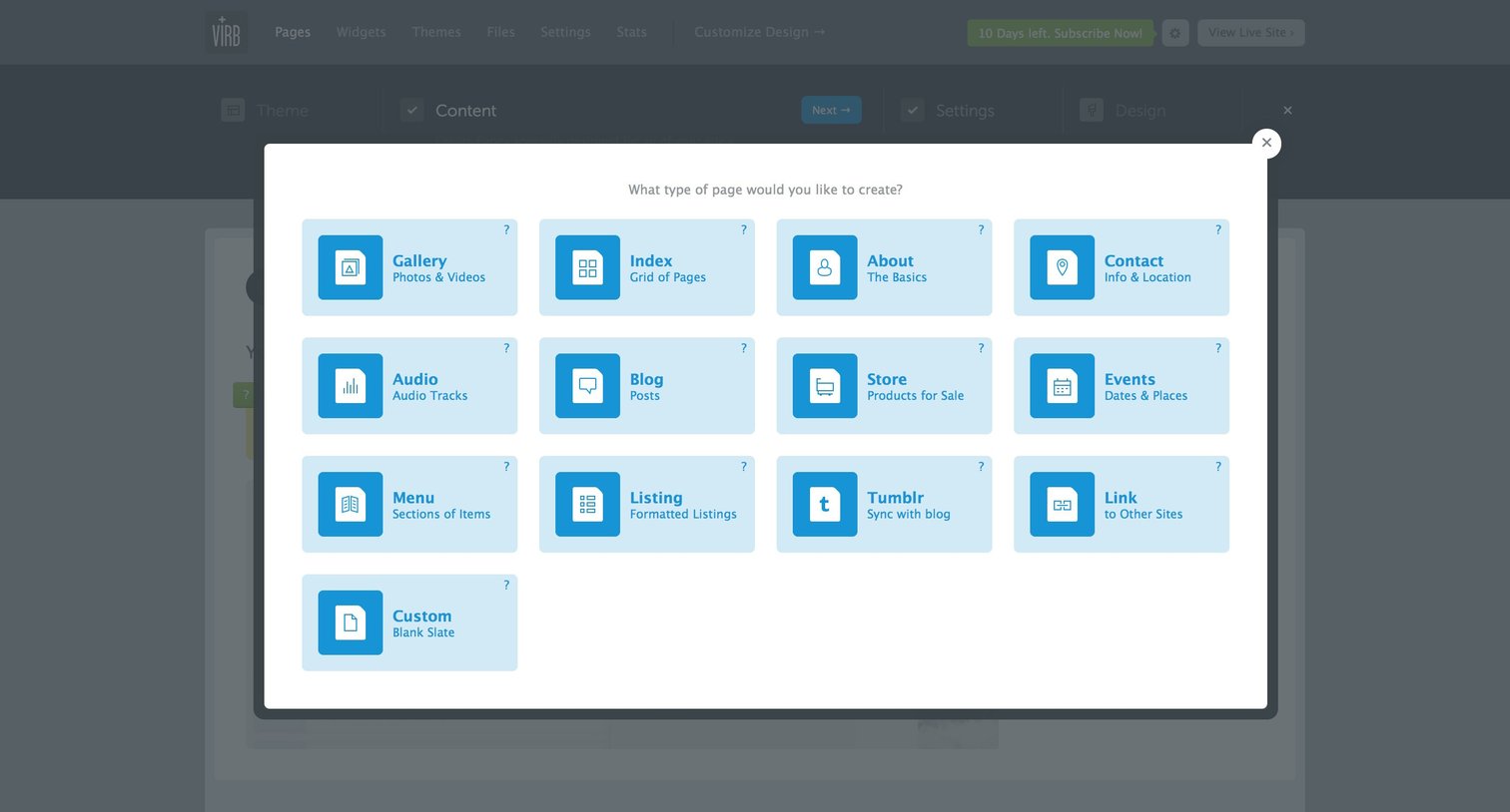 Virb - List screen