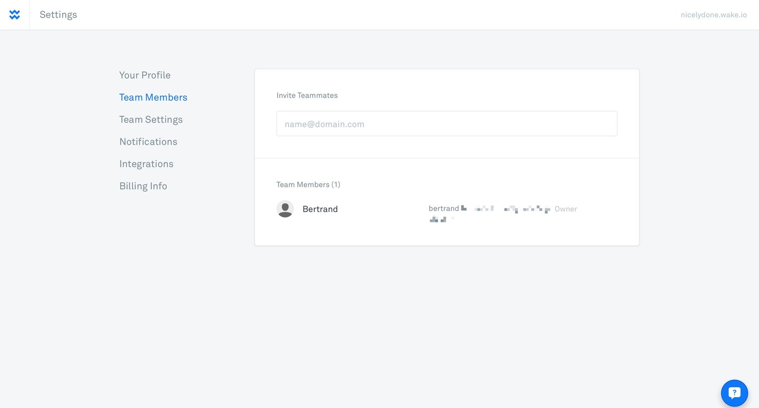 Wake - Settings screen