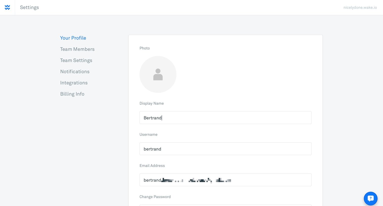 Wake - Settings screen