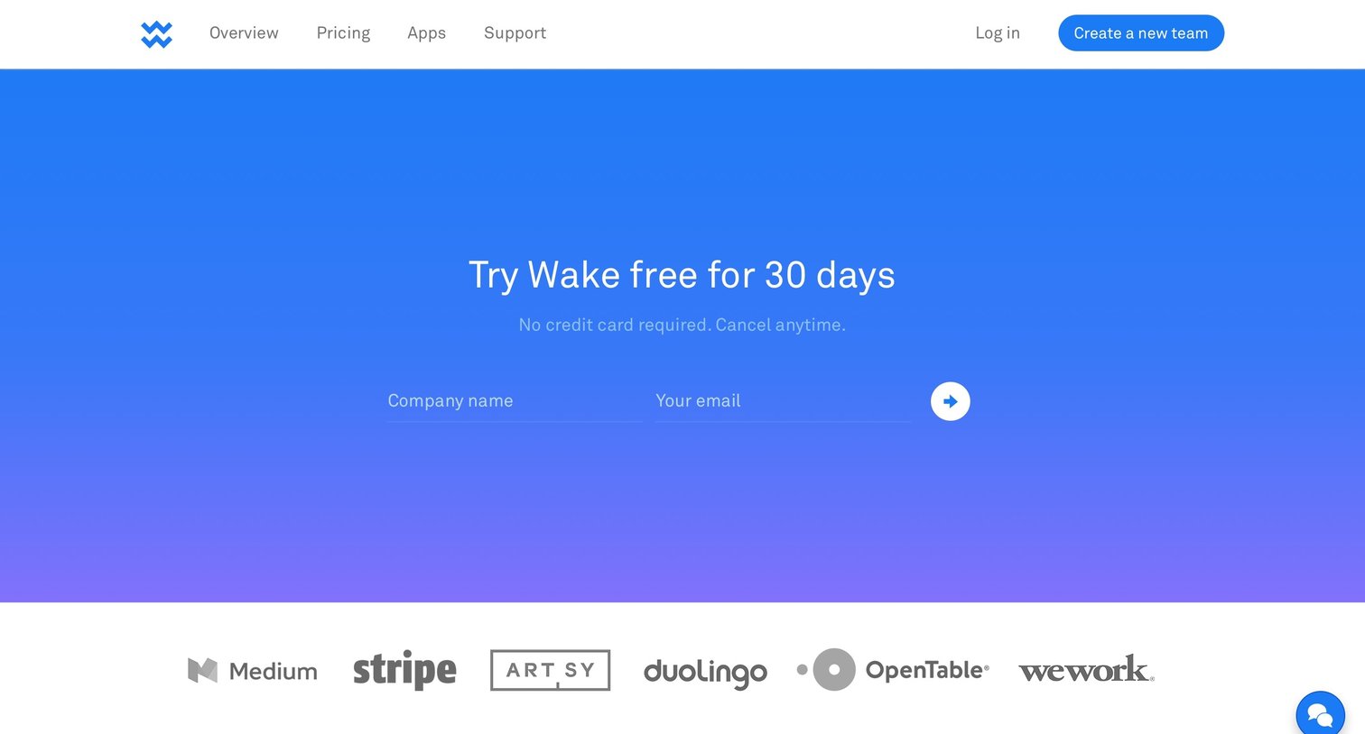 Wake - Sign up screen