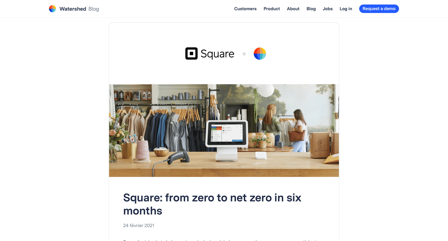 Watershed - Square. from zero to net zero in six months – Watershed Blog screen