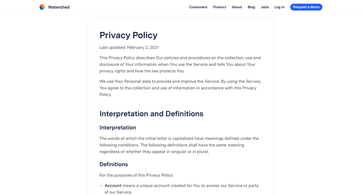 Watershed - Privacy policy – Watershed screen