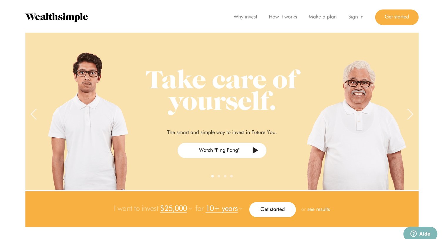 Wealthsimple - Landing page screen