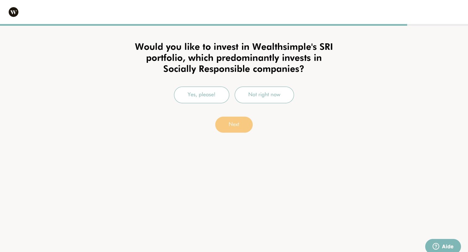 Wealthsimple - Onboarding screen
