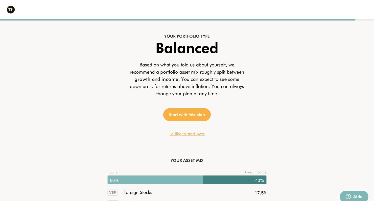 Wealthsimple - Onboarding screen