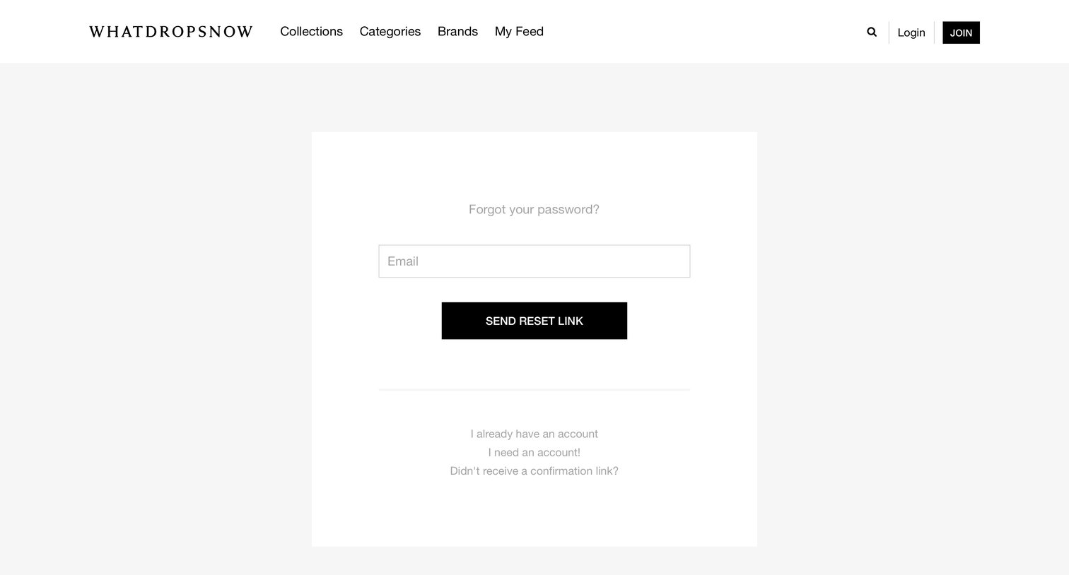 What drops now - Password reset screen