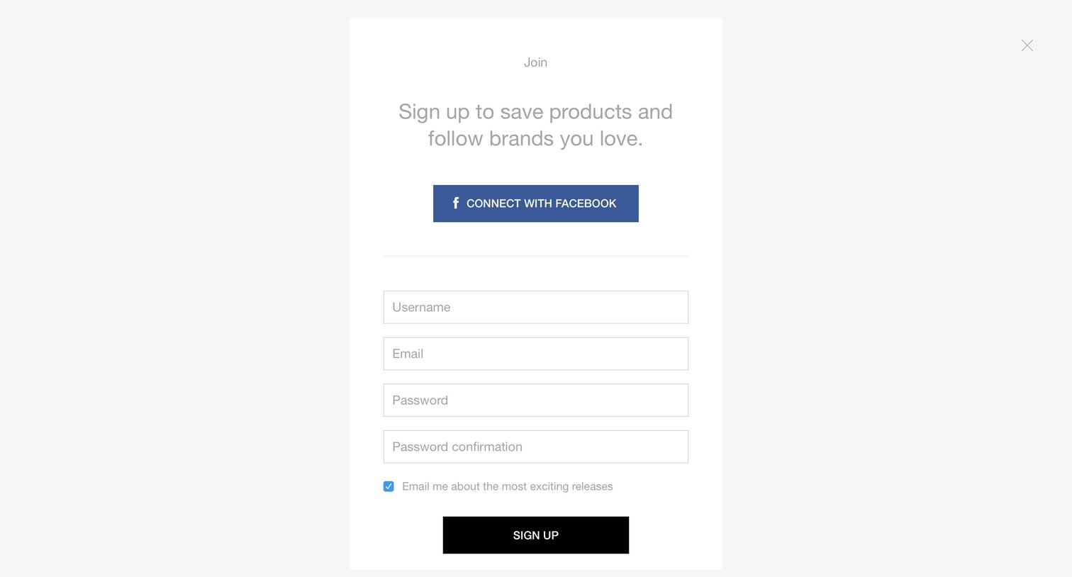 What drops now - Sign up screen