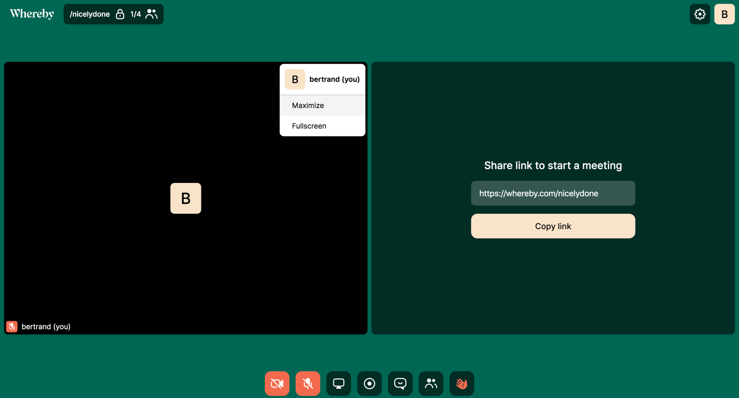 Whereby - Dropdown screen