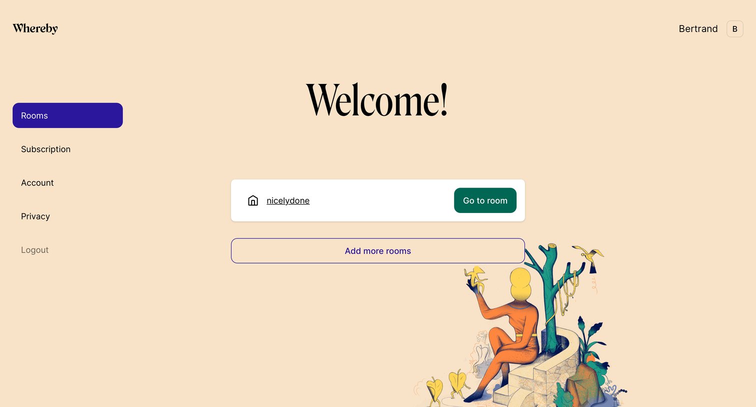 Whereby - Home screen