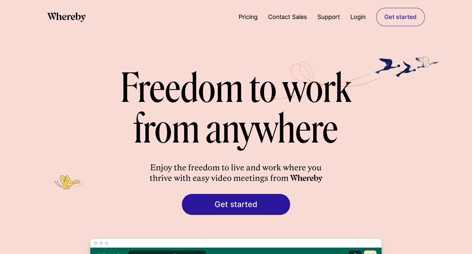 Whereby - Landing page screen