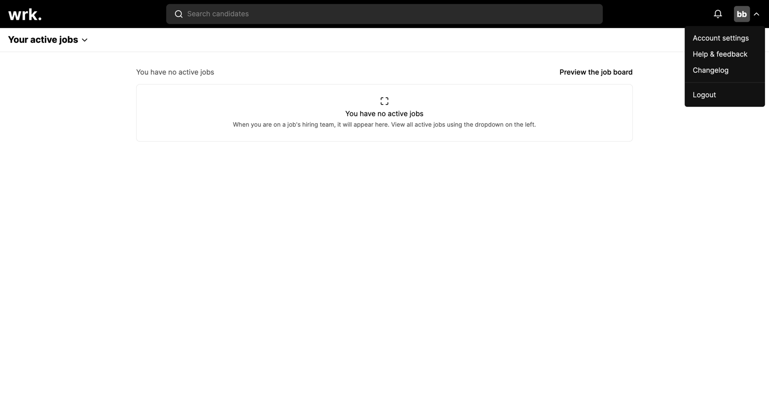 Wrk - Jobs | Wrk screen