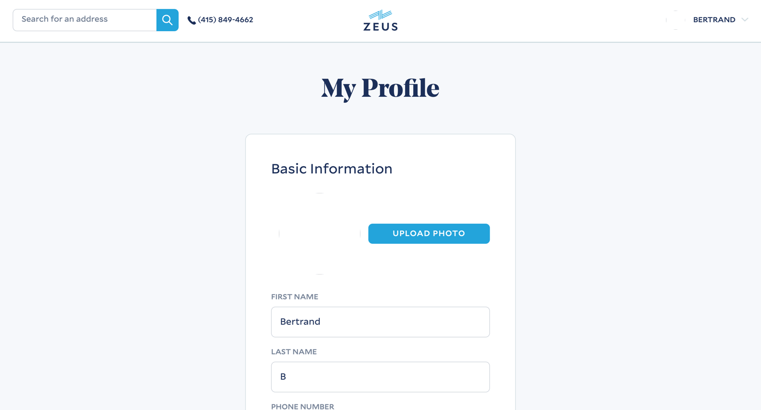 My profile from Zeus living