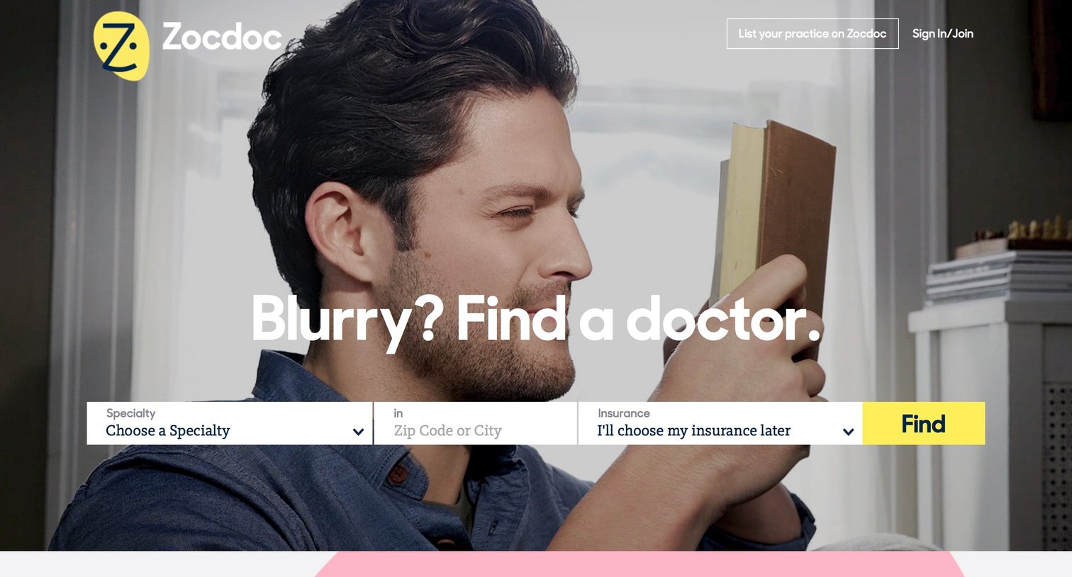 Zocdoc - Landing page screen