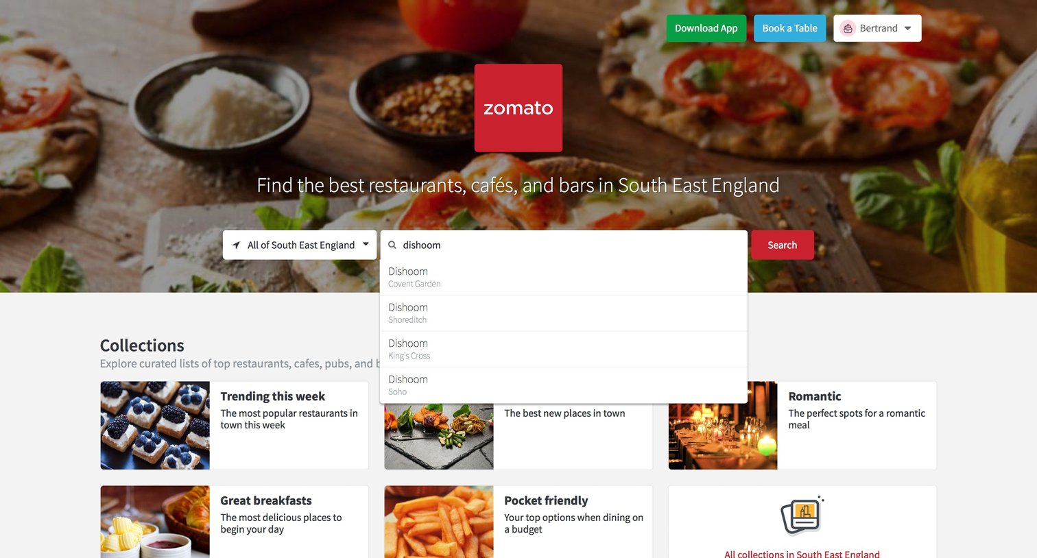 Zomato - Search screen
