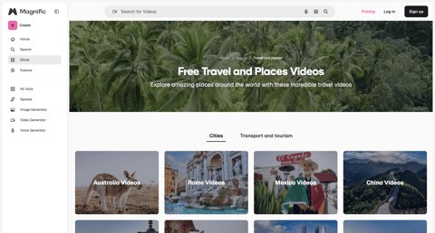 Magnific - Free Travel and Places Videos in HD and 4K to download | Magnific screen