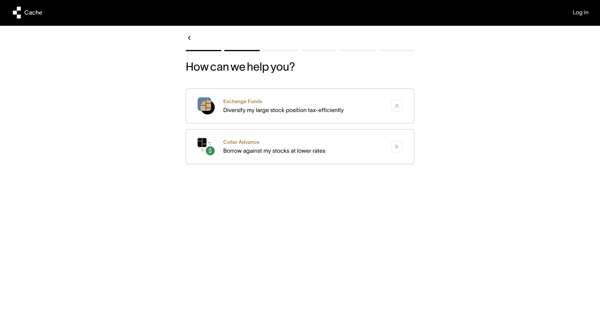 Cache – Get started screen