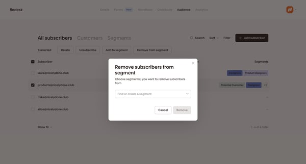 Subscribers | Flodesk screen