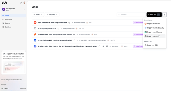 Dub.co - Link Management for Modern Marketing Teams screen