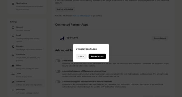 Account Settings - Kit screen
