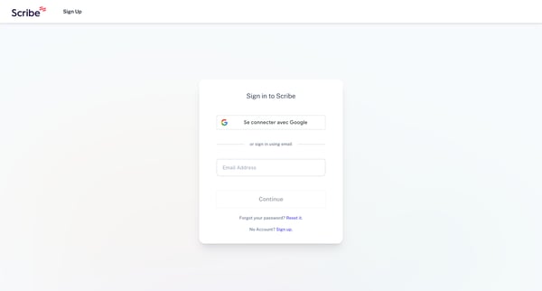 Scribe | Sign in screen