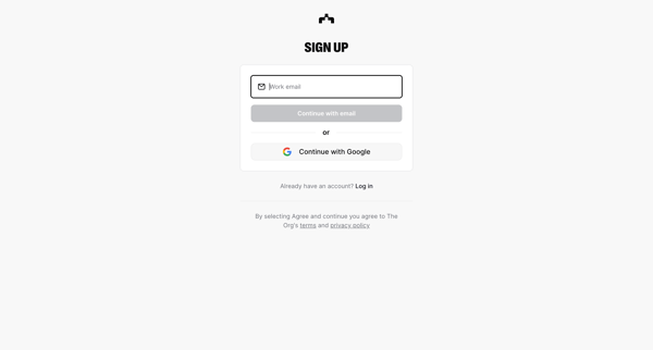 Sign up | The Org screen