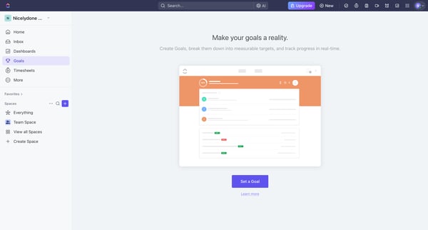 Goals | Nicelydone Workspace 01 screen