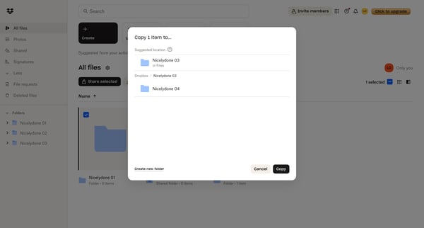 Files - Dropbox screen
