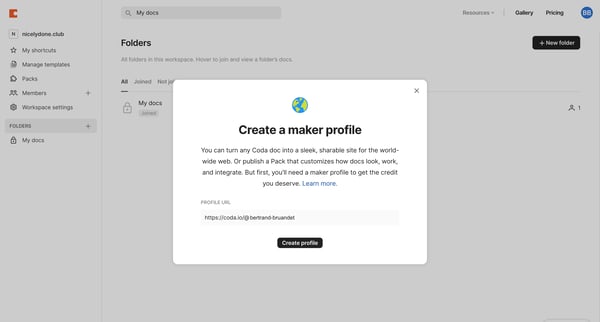 Coda | Folders screen