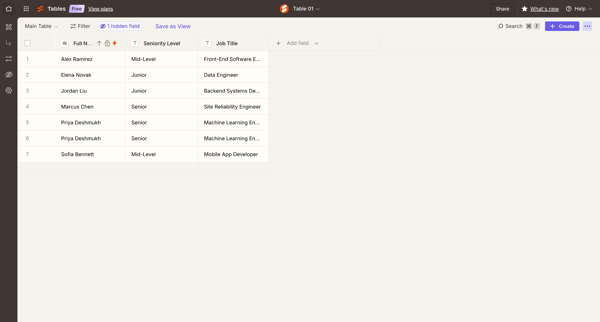 Table 01 | Zapier screen