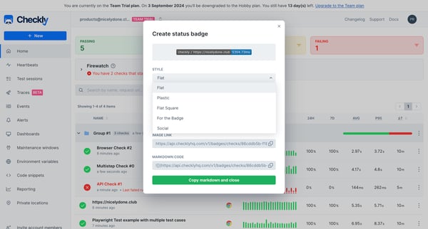 Dashboard screen