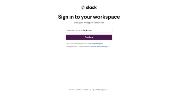 Sign in | Slack screen