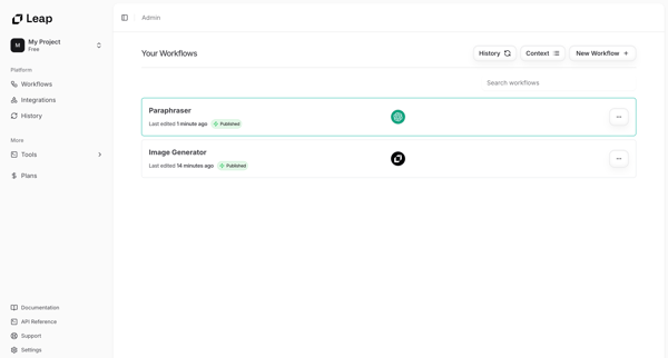 Leap AI | Automate any workflow with AI screen