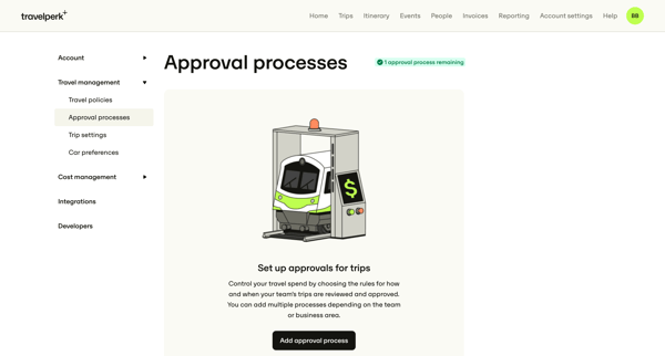 Account settings for Nicelydone — TravelPerk screen