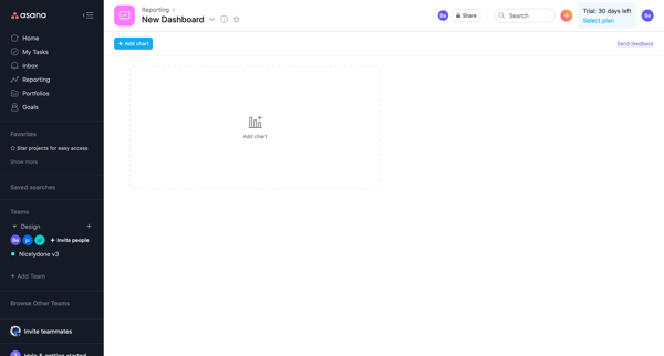 New Dashboard - Asana screen