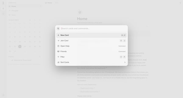 Home | Supernotes screen