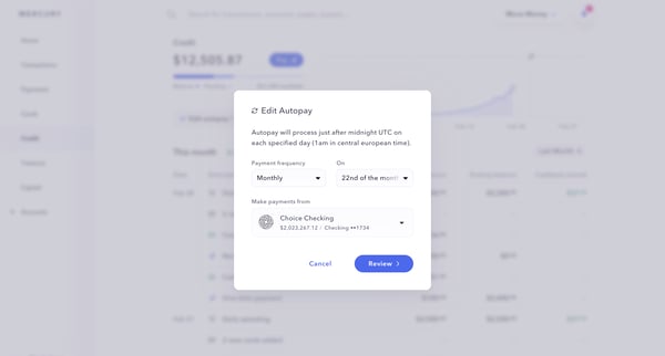 Mercury | Banking for startups screen