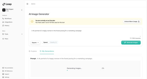 Free AI Image Generator | Create Stunning Images from Text screen