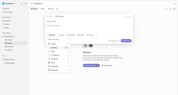 Nicelydone › All issues screen