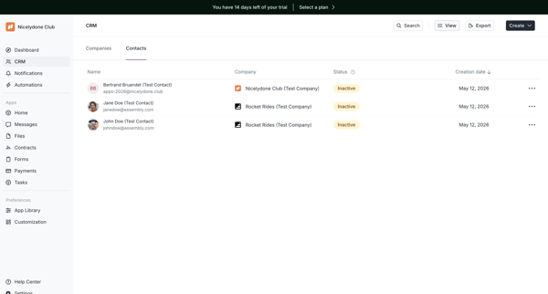 Assembly Dashboard – Nicelydone Club screen