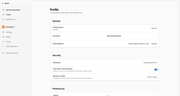Profile - Nightwatch screen